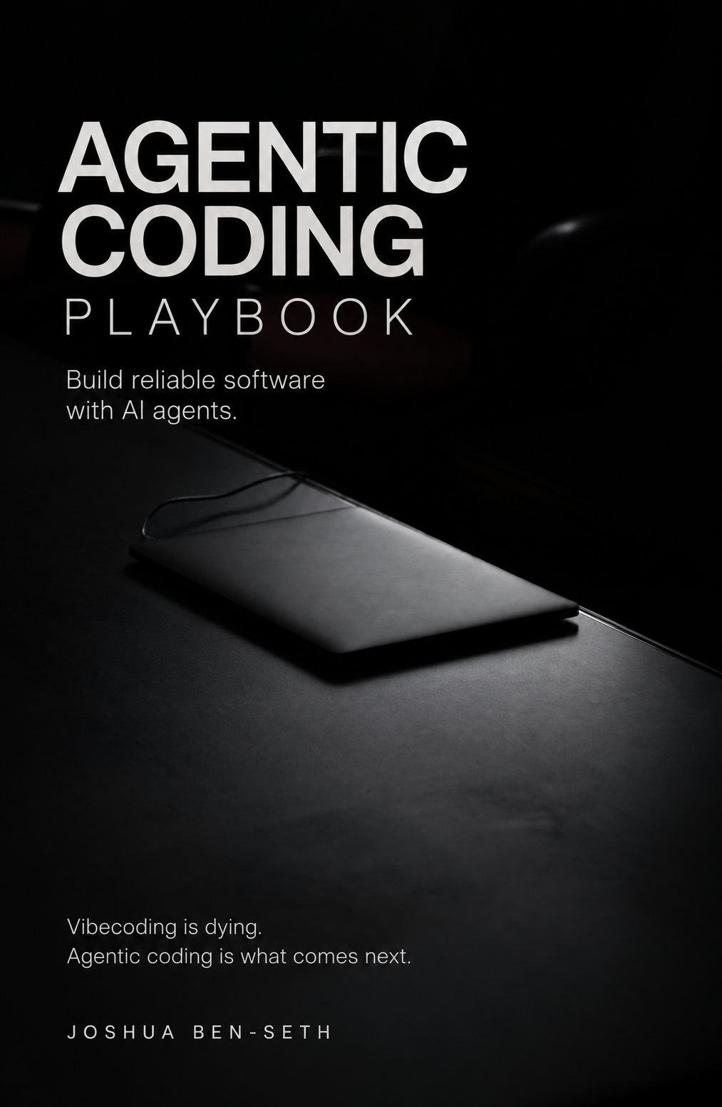 Agentic Coding Playbook cover: a laptop on a dark desk